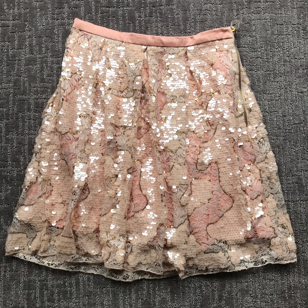Eva Franco Pink Sequin Lace Skirt